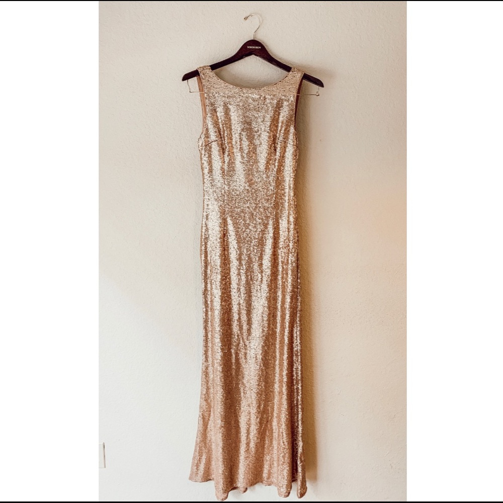 LuLu’s Matte Rose Gold Gown #NWOT